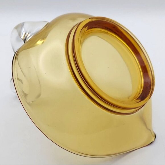 Vintage MCM Viking Glass Amber Swan Candy Dish Applied Clear Glass Neck & Head - Picture 3 of 6